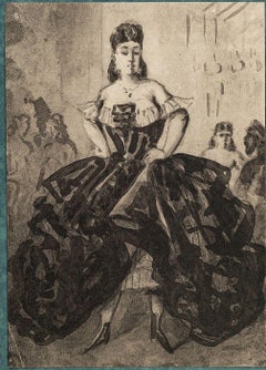 Antique La Danseuse - Heliogravure After C. Guys - Early 20th Century