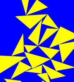 Dreiecke auf Blau – Siebdruck von Lia Drei – ca.