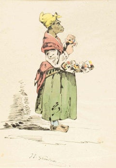 The Pedder - Ink Drawing and Watercolor by J.J. Grandville