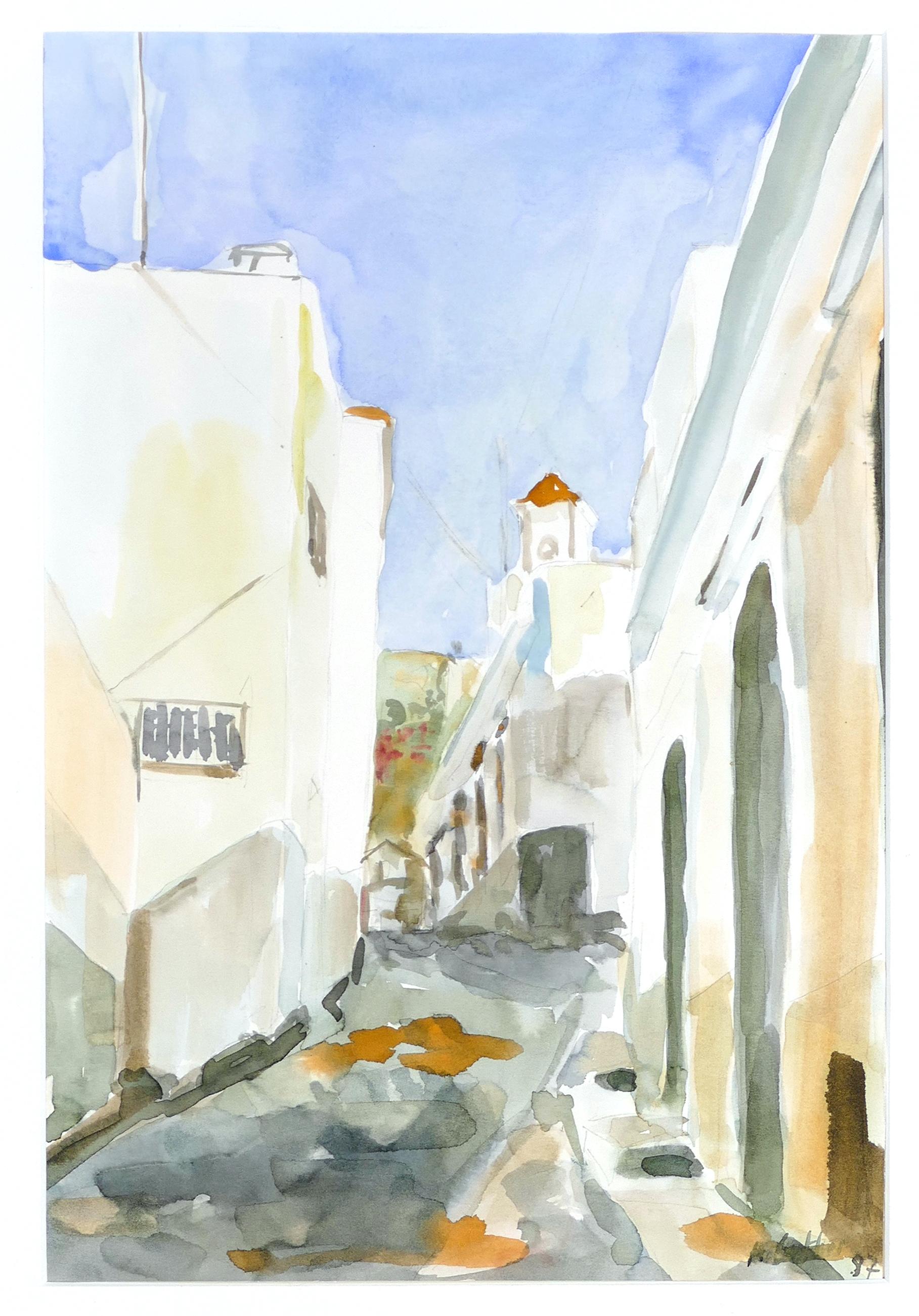 A Summer Road is an original colored watercolor realized in 1997 by Armin Guther.

Good conditions. Includes passepartout (50 x 60 cm).

The artwork is hand-signed and dated on the lower right corner. 

This beautiful watercolor represents a glimpse