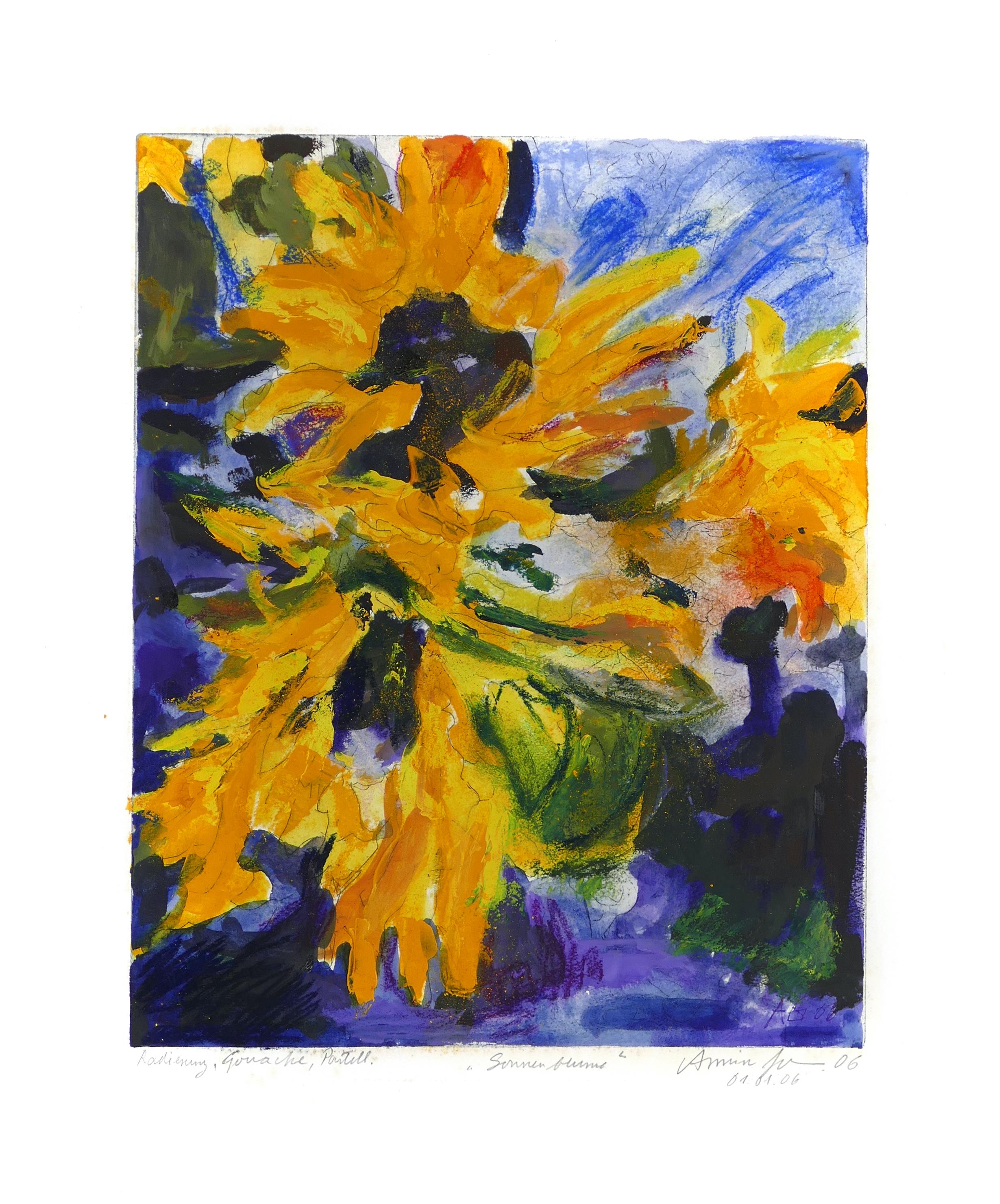 Sunflower - Original Gouache by Armin Guther - 2006