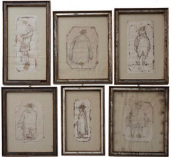 Venetian Costumes - Original Ink Drawing by Italian Master 18th Century