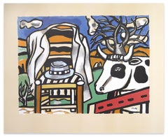 Chair, Hat And Cow In a Landscape - Original Lithograph by F. Léger - 1950s
