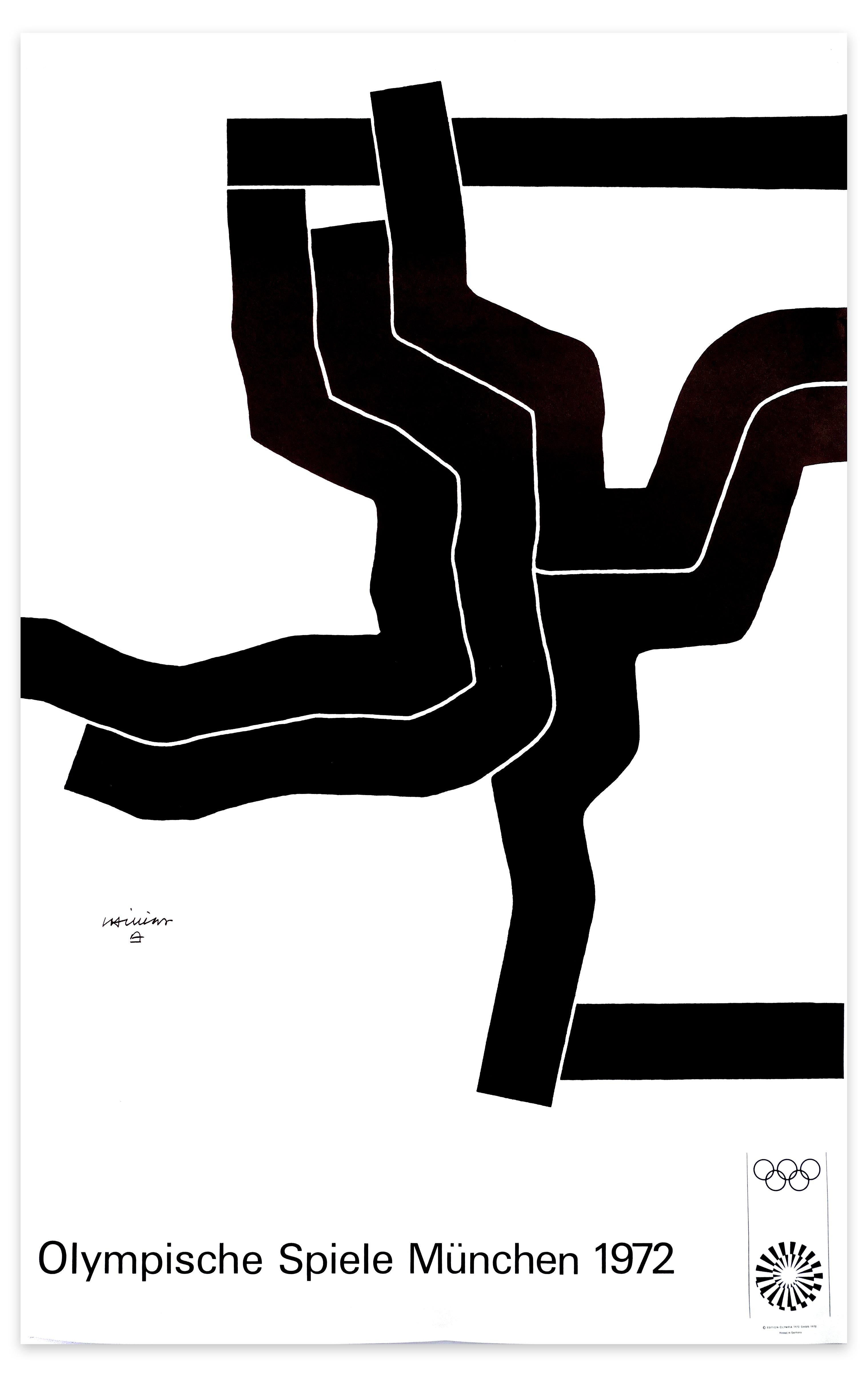 Munich Olympic Games is a beautiful color poster realized by Eduardo Chillida in 1972.

This artwork was realized on the occasion of the Munich Olympic Games held in 1972 as reported on the lower part of the artwork. 

Good conditions except for