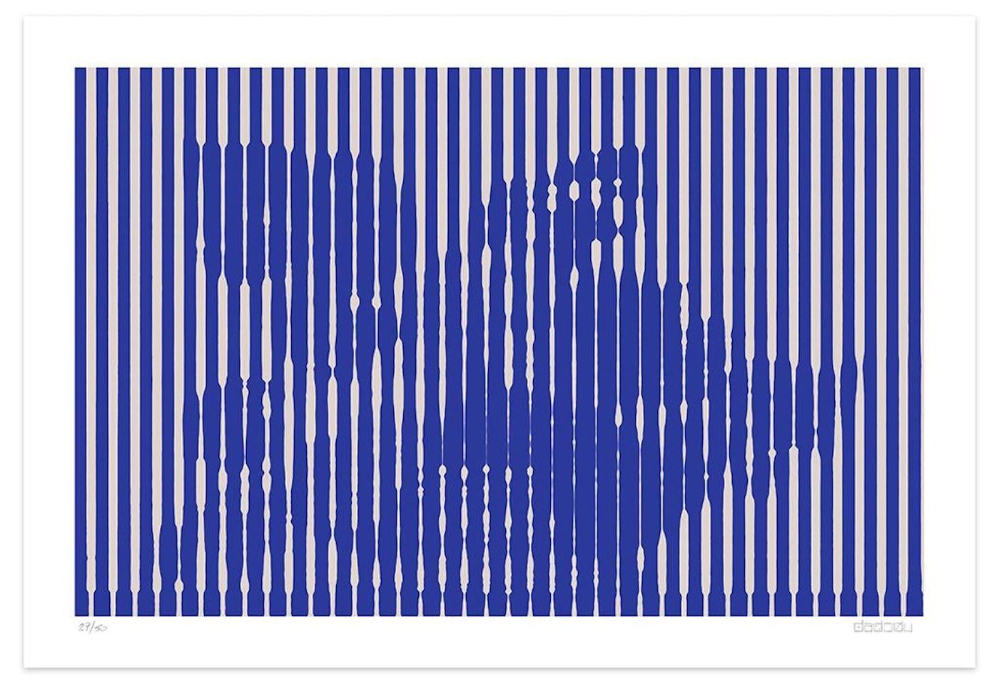 Image dimensions: 60 x 92.9 cm.

Grey Lines is an outstanding giclée print realized by the contemporary artist Dadodu in 2016.

This original artwork represents a still life with vertical grey lines on a blue background.

Hand-signed on the lower