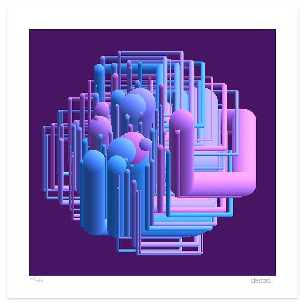 Tubing is an outstanding giclée print realized by the contemporary artist Dadodu in 2019.

This original artwork shows an abstract composition with three-dimensional shapes.

Hand-signed on the lower right "Dadodu" and numbered on the lower left.