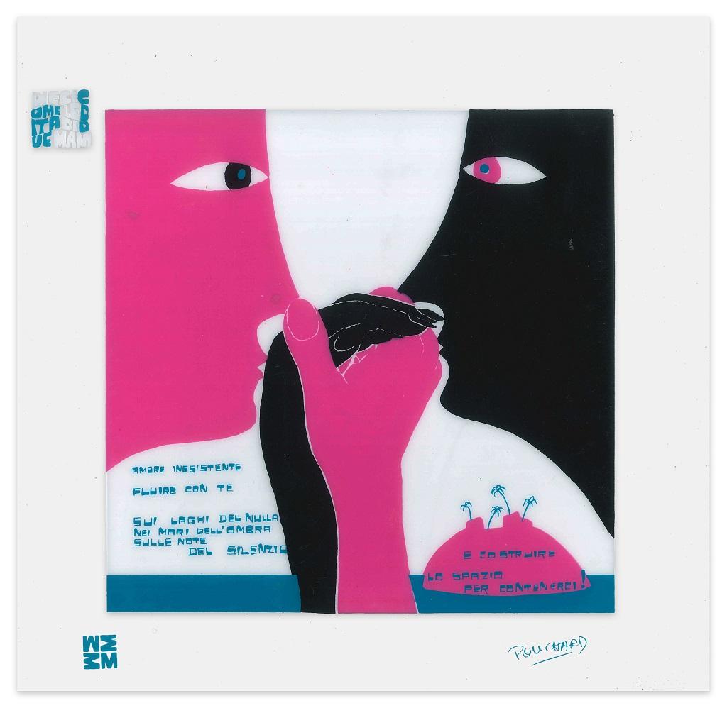 Ennio Pouchard Abstract Print - Fluire con te - Screen Print on Acetate by E. Pouchard - 1973