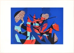 Blue Composition - Original Screen Print by Wladimiro Tulli - 1970s