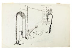 Vintage Je suis une détenue - Chap. I - China Ink Drawing by T. van Elsen - 1950s