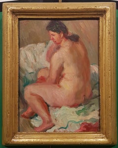 Nude of Woman - Oil on Board by Emilio Notte - Late 1941