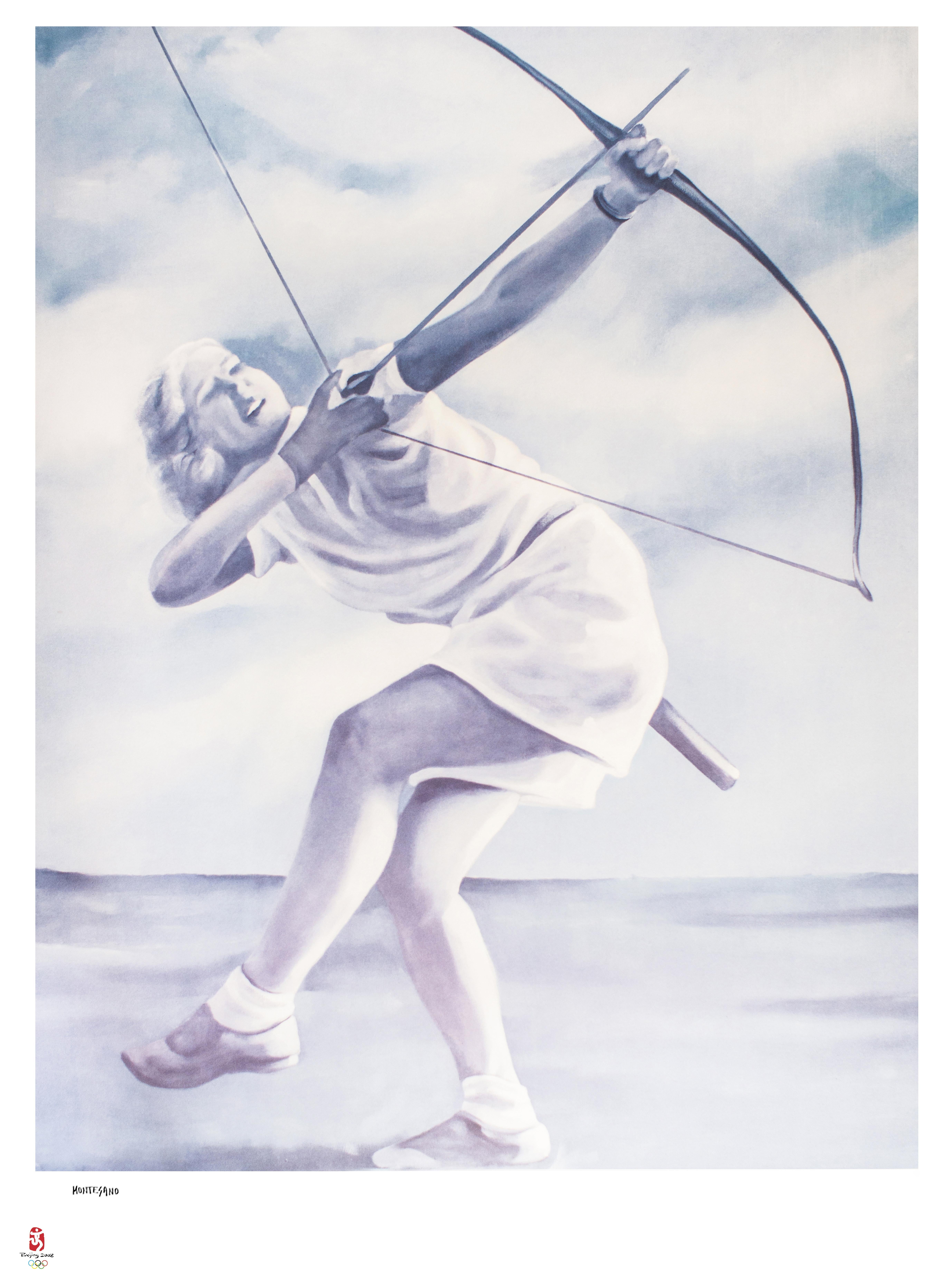 Gianmarco Montesano Figurative Painting - Archery - Original Lithograph by G. Montesano - 2008
