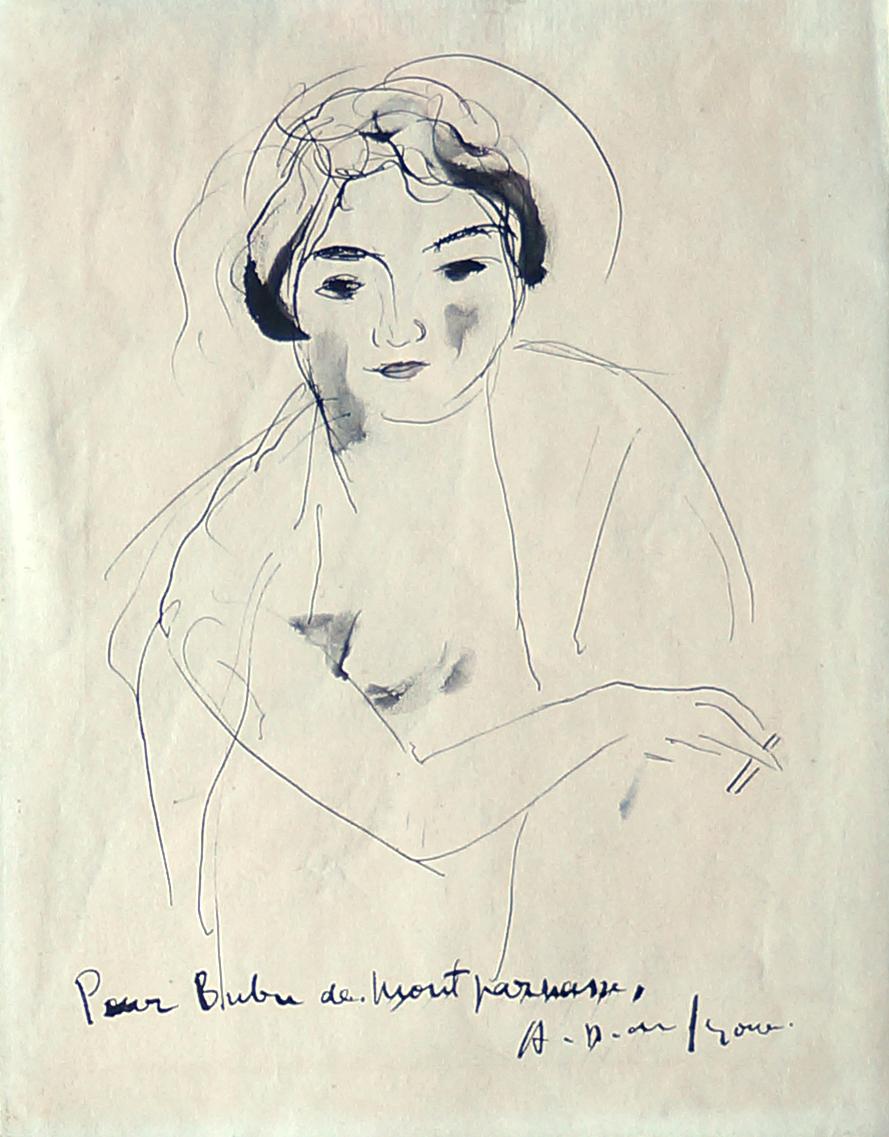 André Dunoyer de Segonzac Portrait - Bubu de Montparnasse - China Ink drawing - 1928/29