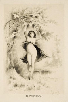 Le Printemps - Etching by Joseph Apoux - 1880s