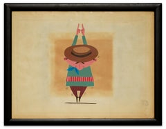 How Tall I Am! - Original Tempera on Paper by Renato Rascel - 1970s