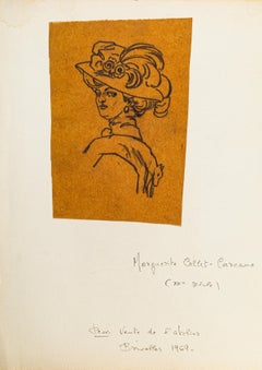 Ritratto - Disegno originale a inchiostro di China su carta - inizio XX secolo