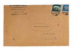 Man On Postcard - Original China Ink Drawing on Paper - Early 20th Century