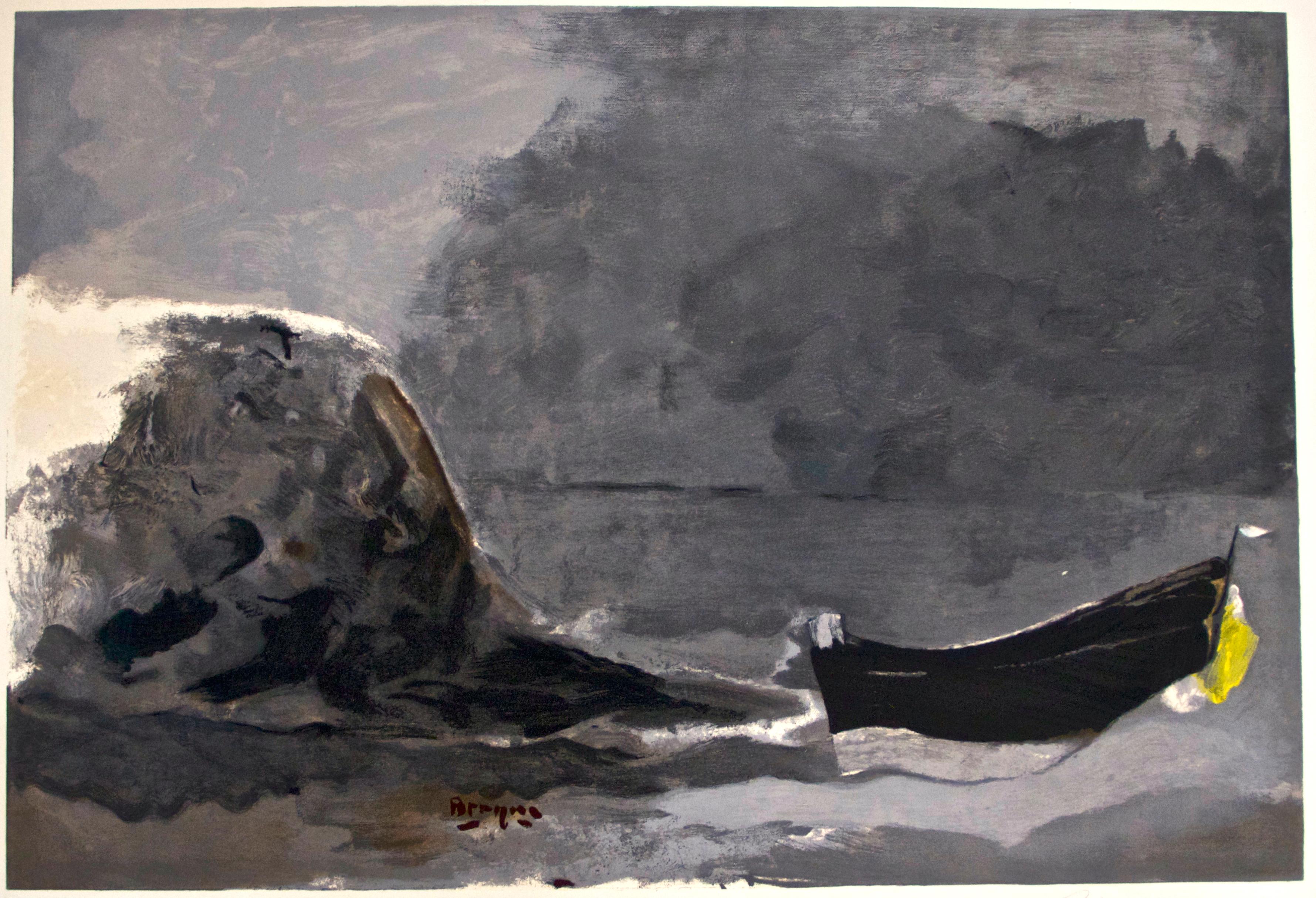 Noire de la marine - Lithographie d'après Georges Braque - 1956 - Post-impressionnisme Print par After Georges Braque