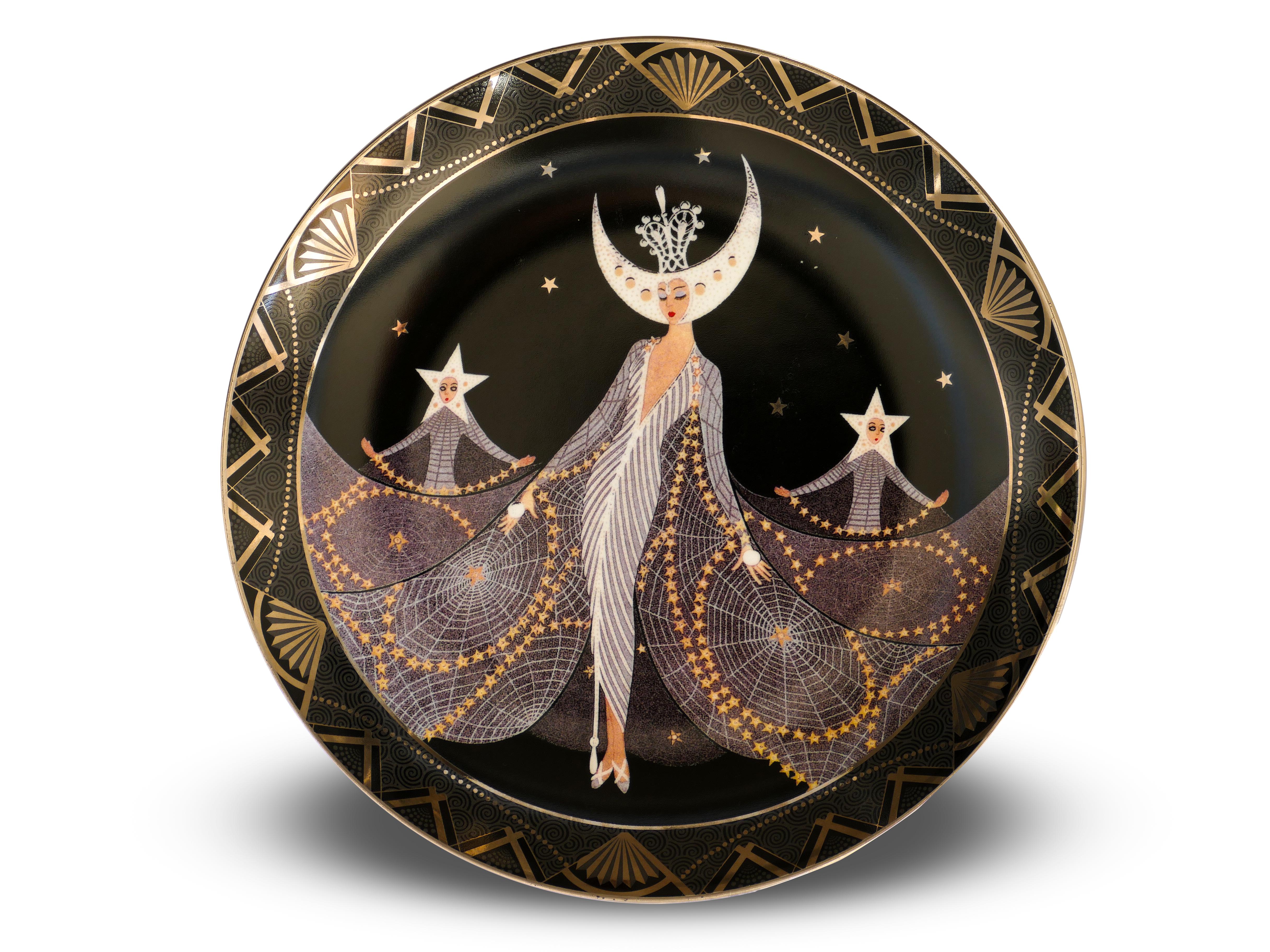 Queen of the Night - Porcelain Collector Plate - 1990  - Art by Erté
