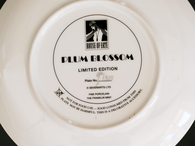 Plum Blossom - Porcelain Collector Plate - 1990  - Art Deco Art by Erté
