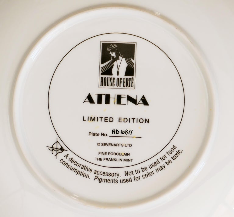 Athena - Porcelain Collector Plate - 1990  - Art Deco Art by Erté