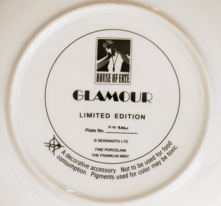 Glamour - Porcelain Collector Plate - 1990  - Art Deco Art by Erté