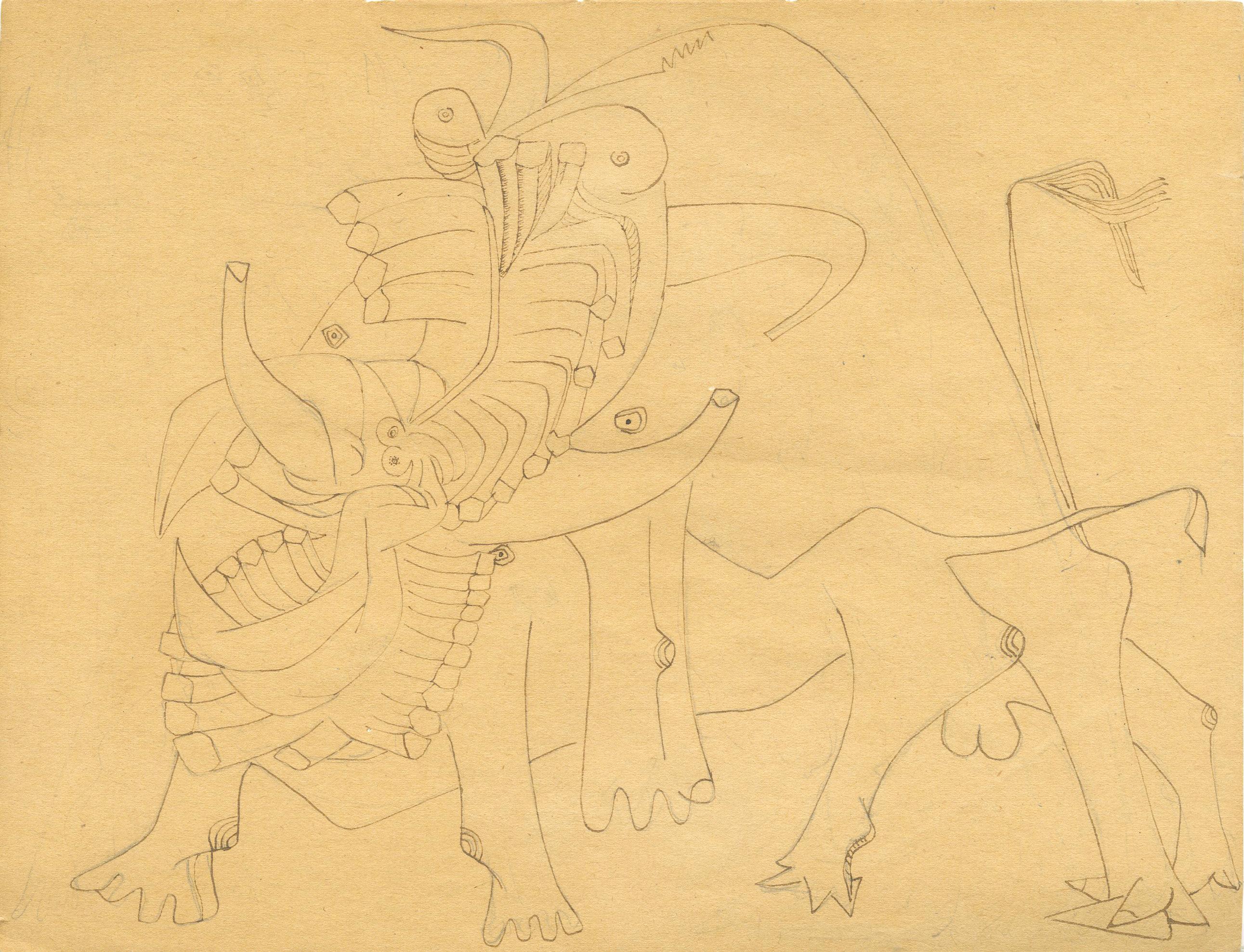 Ohne Titel – Zeichnung von Wifredo Lam – Tinte und Bleistift – 1941