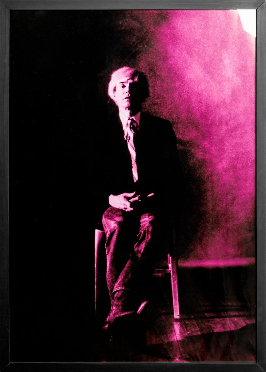 Portrait of Andy Warhol - Violet print-toning by G. Bruneau - 1980s - Photograph by Gerald Bruneau