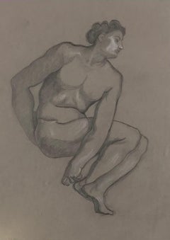 Male Nude - Original Pencil and White Lead on Paper by L. Russolo - 1920s