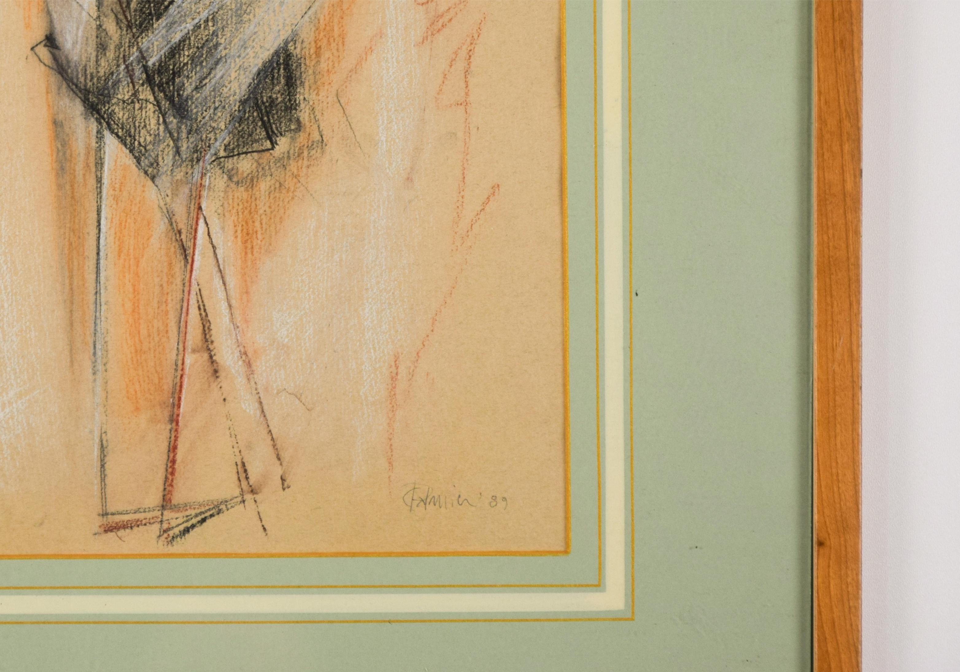 Abstract Composition is an original contemporary artwork realized by Claudio Palmieri in 1989.

Mixed colored pastel on paper. Hand-signed and dated by the artist on the lower right margin.

Very good conditions. Includes frame: 52 x 1.5 x 42