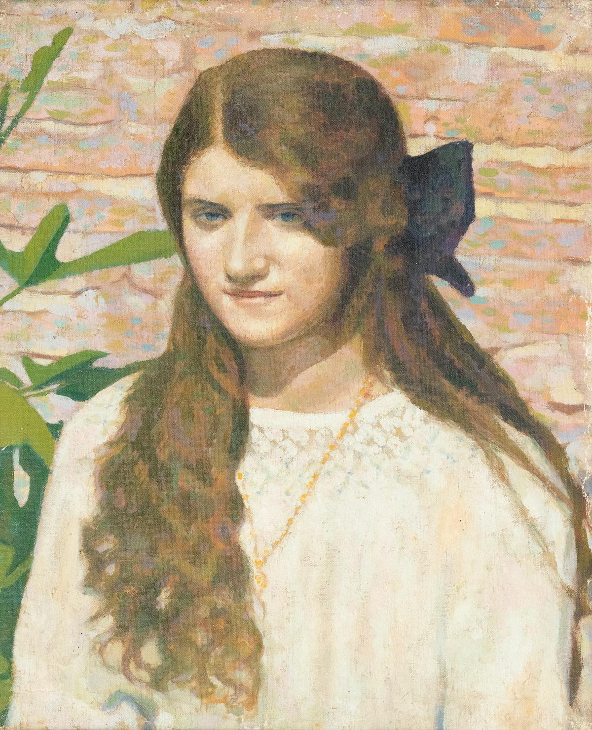 Giuseppe Galli Portrait Painting - Female Portrait - Original Oil on Canvas by G. Galli - 1924