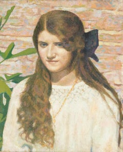 Female Portrait - Original Oil on Canvas by G. Galli - 1924