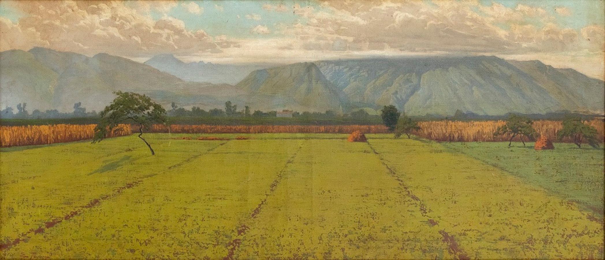 Edoardo Tani Figurative Painting - Highlands of Arcinazzo - Oil on Canvas by E. Tani - 1920s