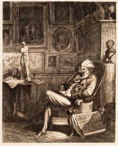 Un Amateur - Original Etching by Charles Giroux - 1882