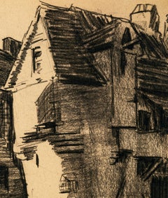 The Village - Charcoal Drawing by Jean Chapin - Early 1900