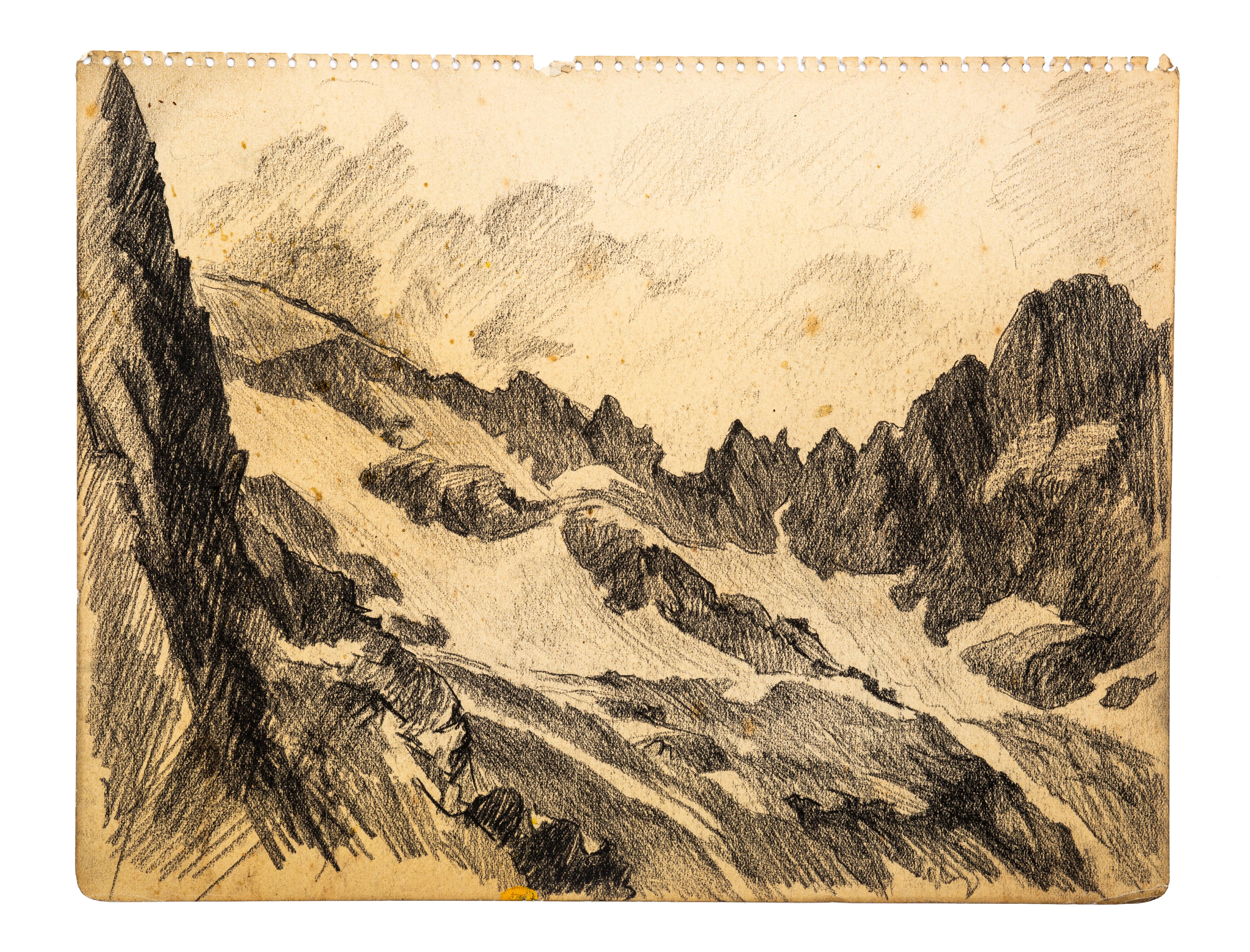 Mountains is a black and white charcoal drawing realized Jean Chapin. 

The artwork represents a beautiful mountain landscape.

Fair conditions (some foxings on the sheet).

Jean Chapin (Paris, 1896 - 1994), a French artist who exhibited his work at