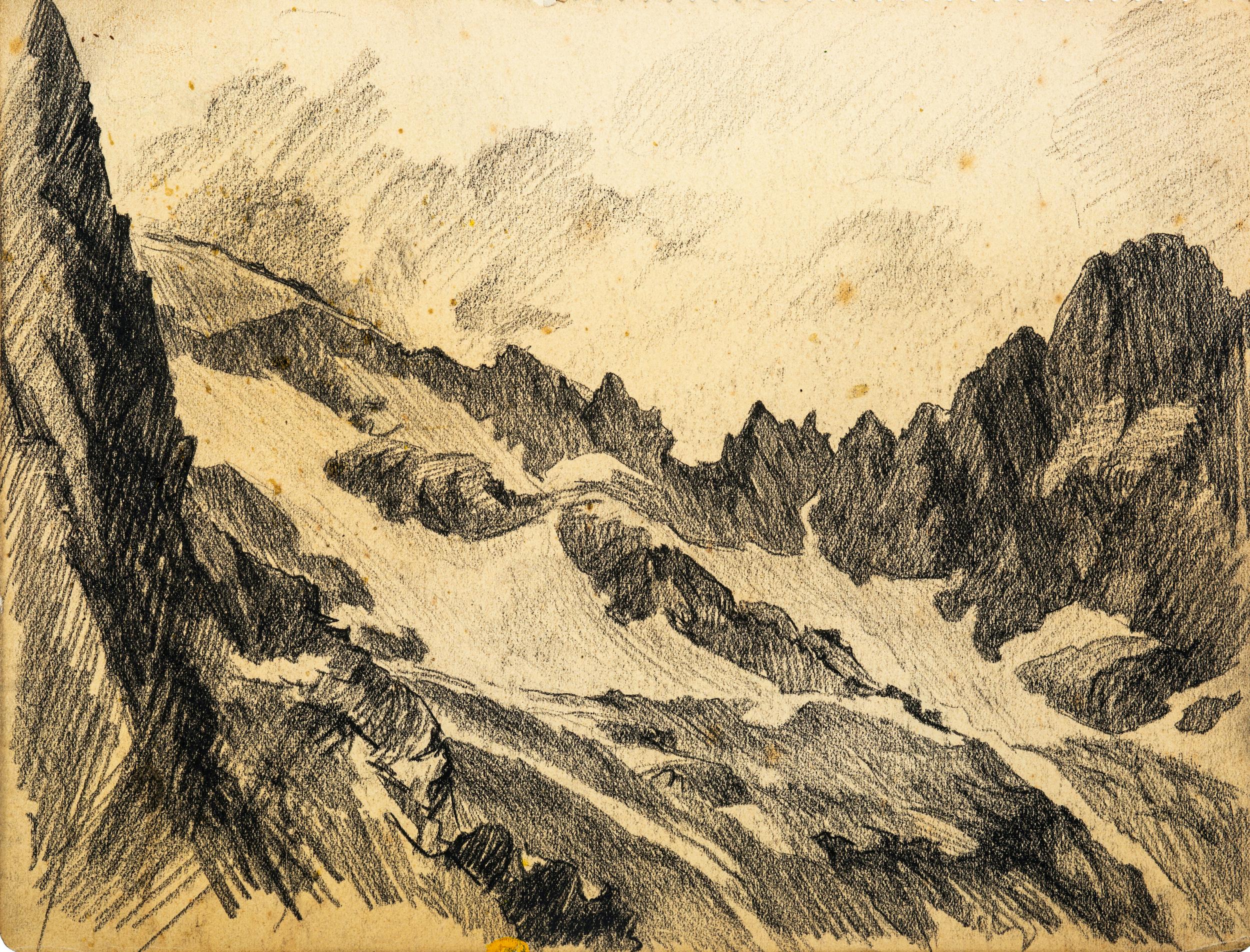 charcoal mountain drawing