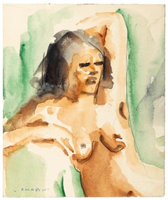 Nude - China Ink and Watercolor Drawing by Jean Chapin - Early 1900