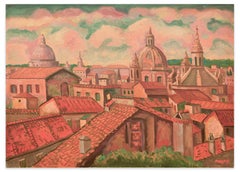 Domes and Roofs in Rome - Oil on Canvas by V. Paradisi - 2010