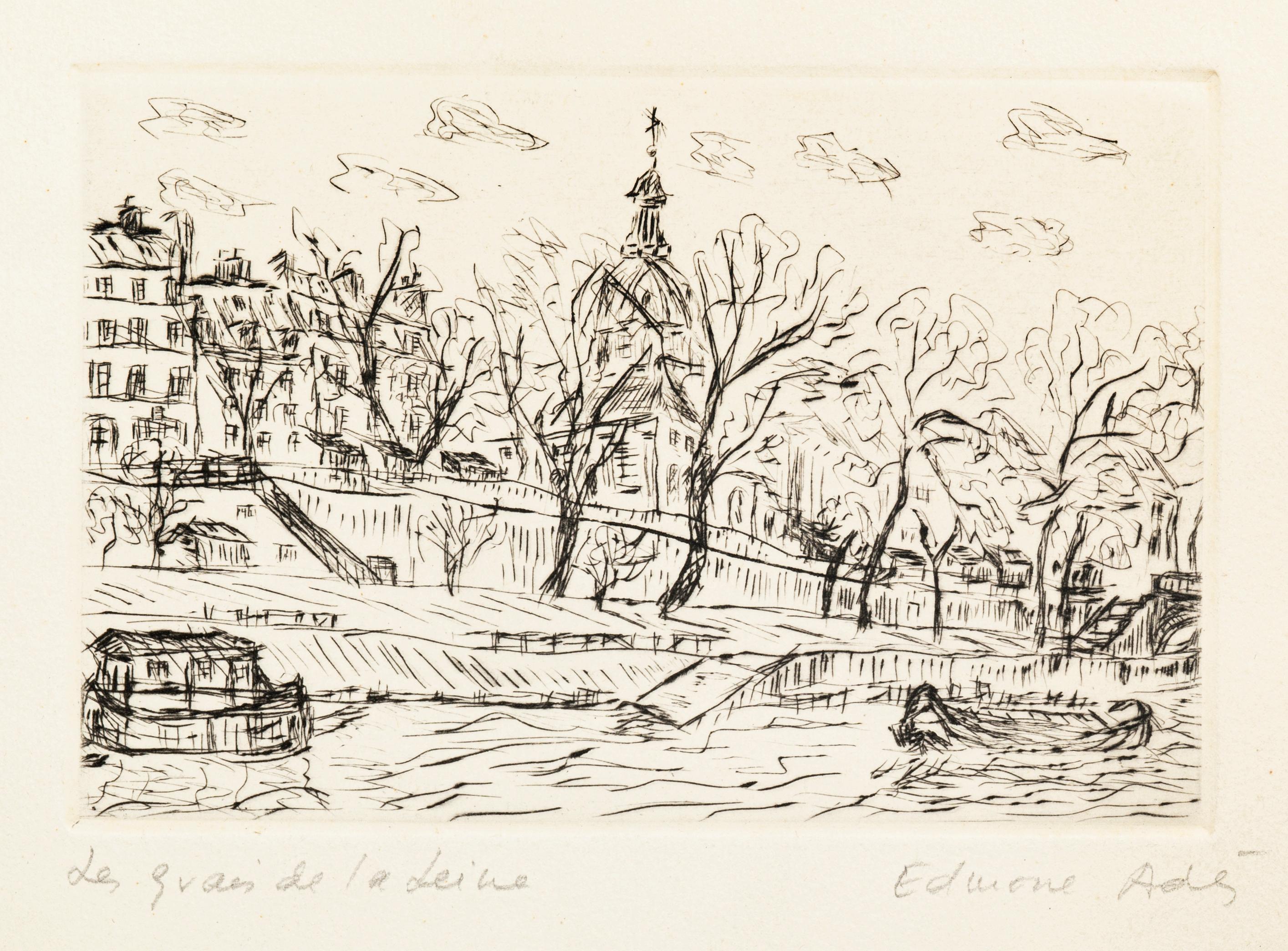 Edmone A. Ades - Etching and Drypoint by Edmone A. Ades - Mid 20th Century 