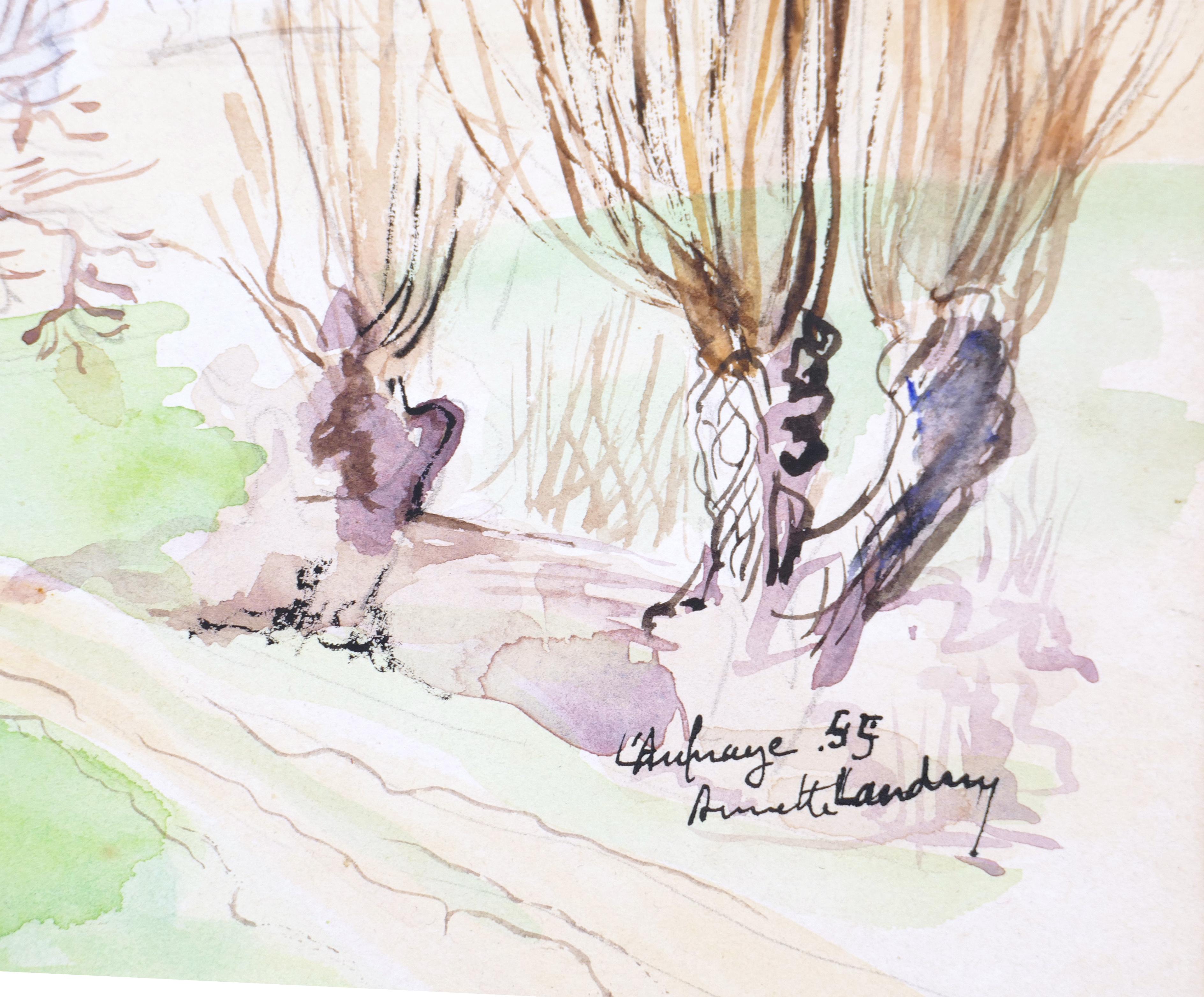 Hommage Colette - Encre et aquarelle de A. Landry - 1955 - Art de Annette Landry