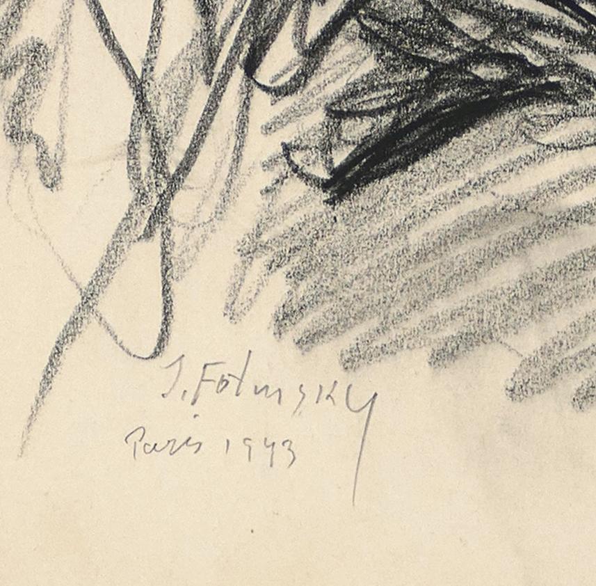Porträt - Original Kohlezeichnung von Serge Fotinsky - 1943 – Art von Serge Fontinsky