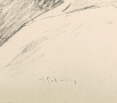 Sleeping Woman - Original Charcoal Drawing by Serge Fontinsky - 1940s