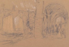 Ship and Arcade - Mixed Media on Paper by A. Koopman - Late 19th Century