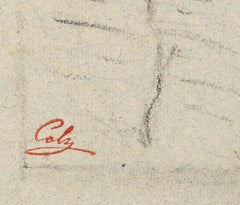 Sitting Woman - China Charcoal Drawing by A.-F. Cals - Late 19th Century