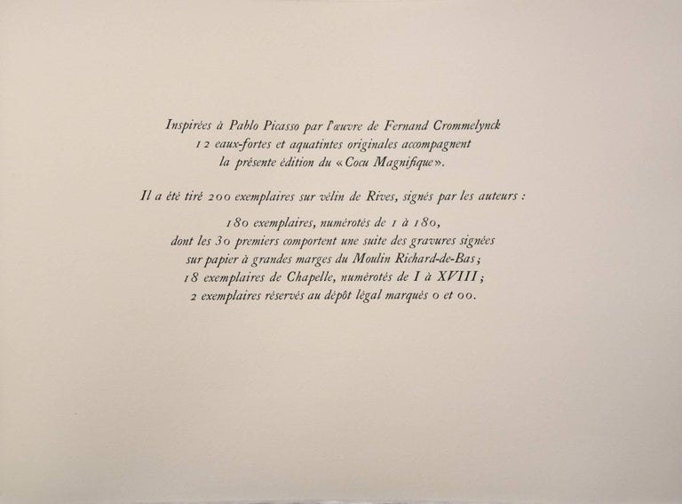 Le Cocu Magnifique - Original Complete Suite of Etchings by Pablo Picasso - 1968 For Sale 8