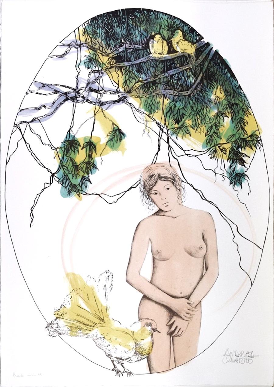 Andrea Quarto Figurative Print - Spring - Original Hand-Colored Lithograph by A. Quarto - 1985