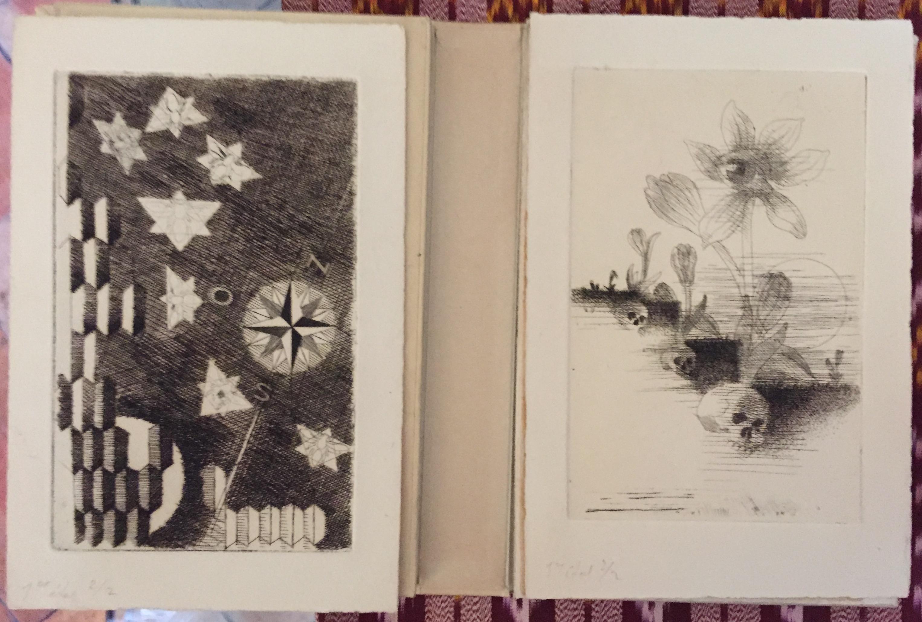 Deluxe edition of only 23 copies including 40 original etchings by L. Marcoussis, including the title and a portrait of Apollinaire. One of the 20 copies on vélin d'Arches numbered in roman numbers including the etchings before the signature, 2