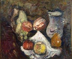 Vintage Still Life with Fruits . Original Oil on Canvas by Arturo Tosi - 1941