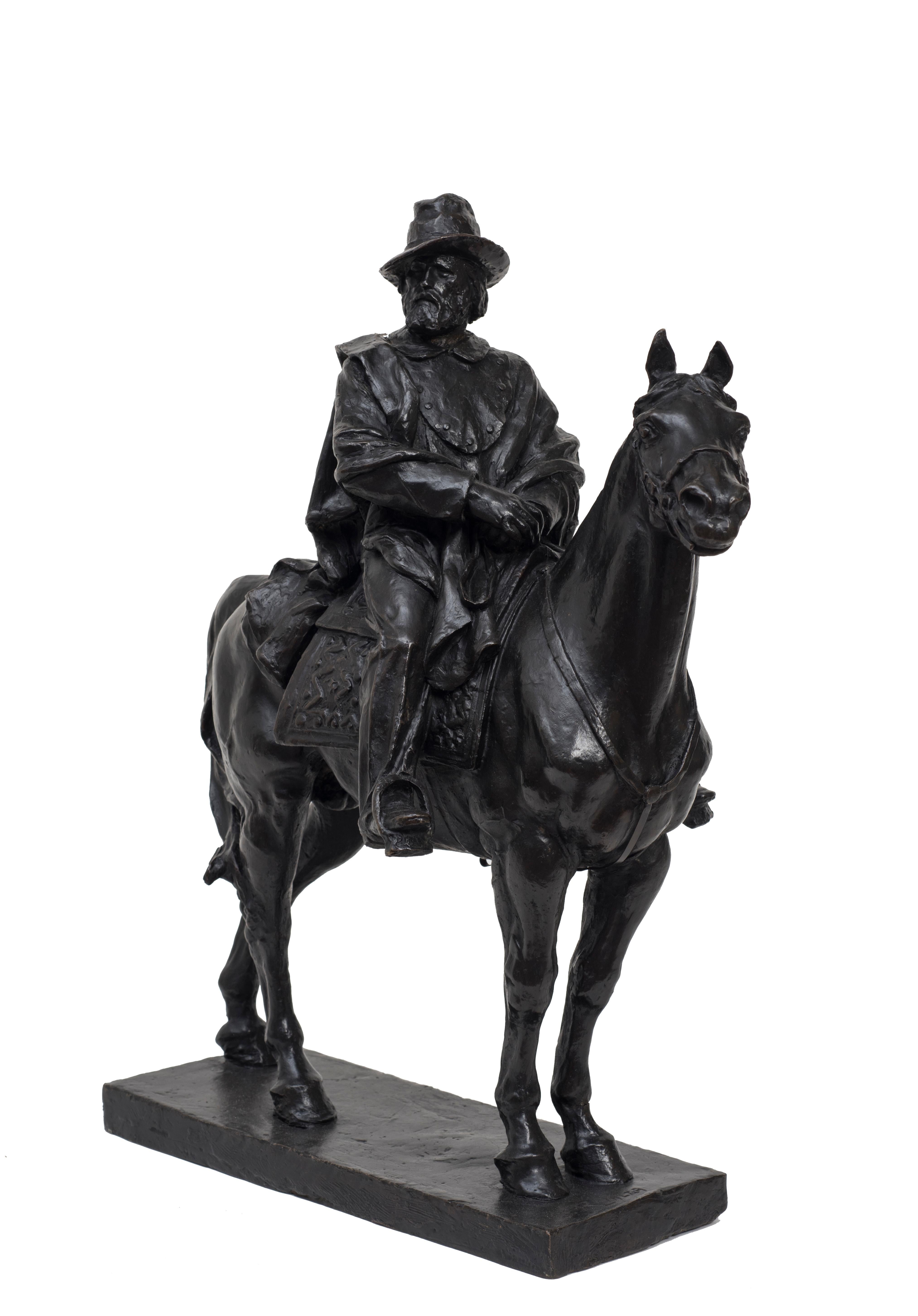 Garibaldi Riding a Horse - Original Bronze Sculpture by Carlo Rivalta 