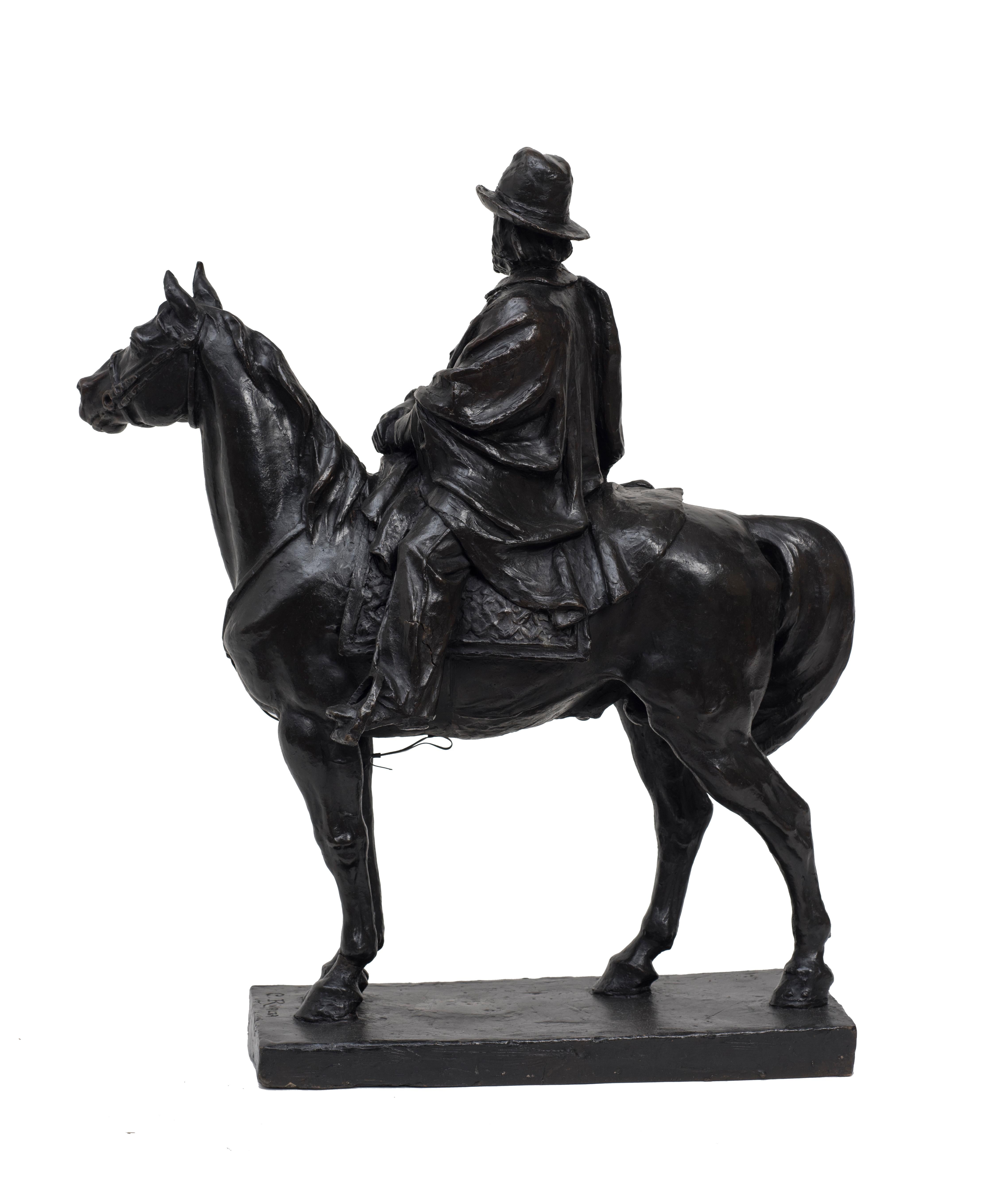Garibaldi chevauchant un cheval - Sculpture originale en bronze de Carlo Rivalta  en vente 2